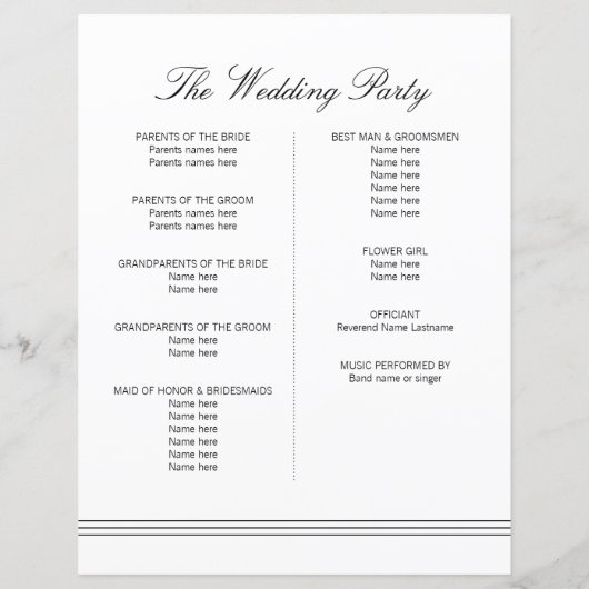 ラージエレガント白黒モノグラム結婚式 プログラム (裏面)