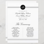 ラージエレガント白黒モノグラム結婚式 プログラム (正面/裏面)