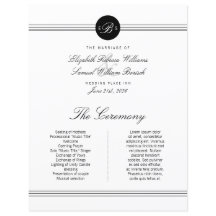ラージエレガント白黒モノグラム結婚式 プログラム