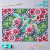 ラージカラフルトロピカルウミガメ母&ベビー 薄葉紙 (クラフト)