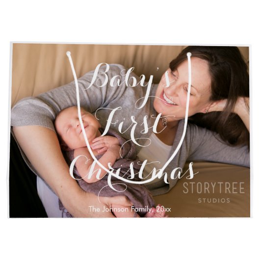 ラージキュートベビー初めてのクリスマス抱き枕 ラージペーパーバッグ (裏面)