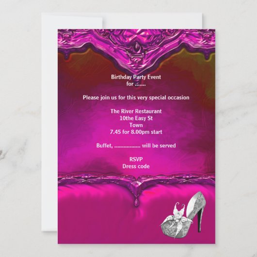 ラージキンセアニェラ15誕生日ピンクドレス 招待状 (裏面)