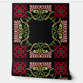 ラージゴシックアールヌーボーバラアンドダリアレッド 壁紙