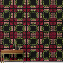 ラージゴシックアールヌーボーバラアンドダリアレッド 壁紙