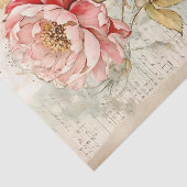 ラージサイズのアブストラクト風ビンテージ調ピンクの芍薬 薄葉紙 (詳細)