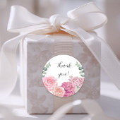 ラージサンキューウォーターカラー花模様 ラウンドシール