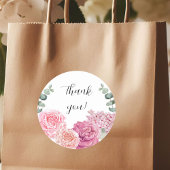 ラージサンキューウォーターカラー花模様 ラウンドシール