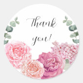 ラージサンキューウォーターカラー花模様 ラウンドシール (正面)