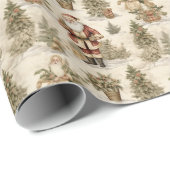 ラージサンタレトロ金ゴールド ラッピングペーパー (ロールコーナー)