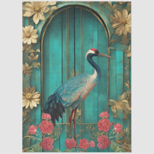 ラージシャビーシックティール(緑がかった色)クラフトティッシュペーパー 薄葉紙 (正面)