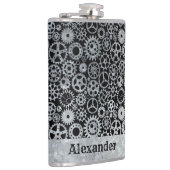 ラージスチームパンクシルバー亜鉛ギア名前をカスタムする フラスク (右)