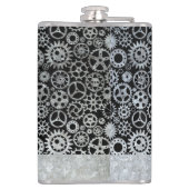 ラージスチームパンクシルバー亜鉛ギア名前をカスタムする フラスク (裏面)