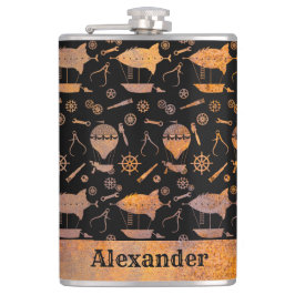 ラージスチームパンクラスティエアシップテーマ名前をカスタムする フラスク