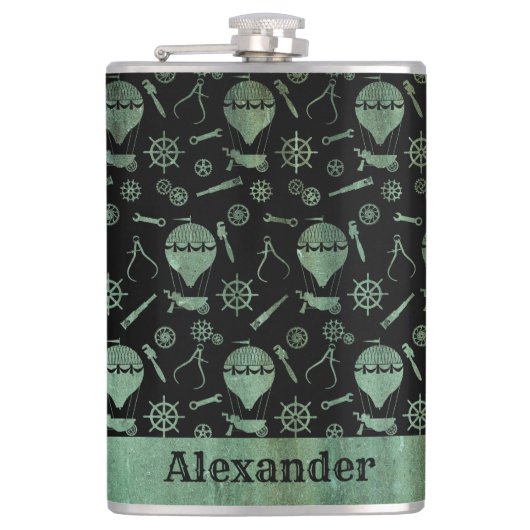 ラージスチームパンクヴェルディグリバルーンテーマカスタム フラスク (正面)