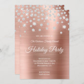 ラージスパークリーンストーンバラゴールドフォイルホリデー 招待状 (正面/裏面)