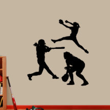 ラージソフトボールガールズブラックウォールデカール