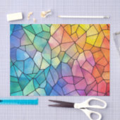 ラージタイルレインボーガラスのデコパージュ 薄葉紙 (クラフト)