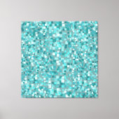ラージターコイズモザイクウォールアートデコール キャンバスプリント (正面)
