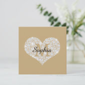 ラージダイヤモンドハート、金ゴールドモノグラム、スクリプト名 招待状 (スタンド正面)