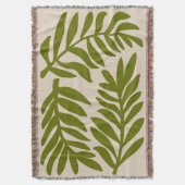 ラージチャートルーズグリーンリーフミニマルプリント スローブランケット (正面縦)