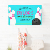 ラージネオンティール(緑がかった色)ブルーボーリング誕生日バナー 横断幕 (インサイチュ)