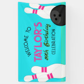 ラージネオンティール(緑がかった色)ブルーボーリング誕生日バナー 横断幕 (縦)