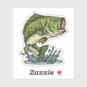 ラージバスフィッシュイラストレーション |ダイカットのシール シール (シート)