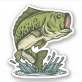 ラージバスフィッシュイラストレーション |ダイカットのシール シール (正面)