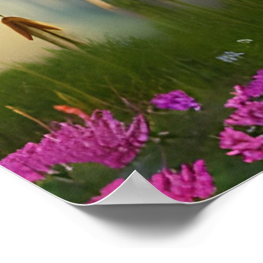 ラージバーンファームハウスポンドアットサンライズ ポスター (角)