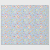 ラージパステルウォーターカラーティーポットオンブルー ラッピングペーパー (フラット)