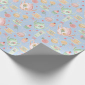 ラージパステルウォーターカラーティーポットオンブルー ラッピングペーパー (角)