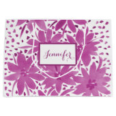 ラージパーソナライズされたガーリーフローラピンク抱き枕 ラージペーパーバッグ (正面)