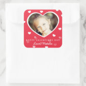 ラージパーソナライズされたバレンタイン写真シール/赤 スクエアシール (バッグ)