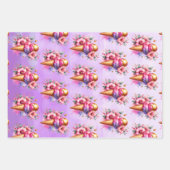 ラージピンクアイスクリームゴールデン誕生日 ラッピングペーパーシート (正面3)