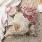 ラージピンクホワイト牡丹フローラカントリー側デザイン クッション (ブランケット)