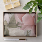 ラージピンクホワイト牡丹プリントデザインティッシュペーパー 薄葉紙 (ギフト)