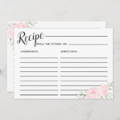 ラージピンクローズフローラブライダルレシピカード 招待状 (正面/裏面)