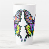 ラージピースサイケデリックラブミュージックバタフライ カフェラテマグ (正面)