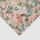 ラージピ淡い色のンクとアイボリー牡丹の枝パターン 薄葉紙 (詳細)