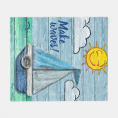 ラージフリースブランケットカスタム流木ビーチ フリースブランケット (正面(横))