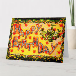 ラージブライトロシアのフォークアートハッピーバースデーカード カード