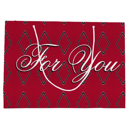 ラージブルガンディダイヤモンドデザイン紙抱き枕 ラージペーパーバッグ (裏面)