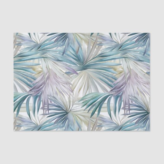 ラージプリントパステルパームリーフパターン（の模様が）ある 薄葉紙 (正面)
