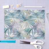 ラージプリントパステルパームリーフパターン（の模様が）ある 薄葉紙 (クラフト)
