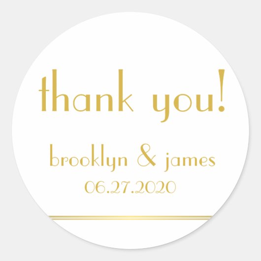 ラージホワイトゴールデン素晴らしギャツビー結婚式用シール ラウンドシール (正面)