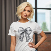 ラージホワイトサテン&レースボウ Tシャツ