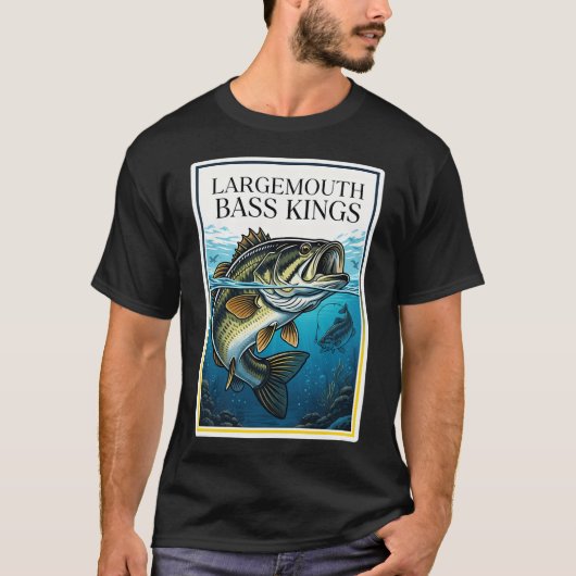 ラージマウスバス王者釣り愛好家デザイン Tシャツ (正面)