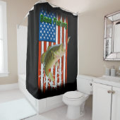 ラージマウスバス魚釣りUSA シャワーカーテン (インサイチュ)
