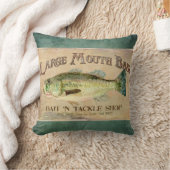 ラージマウスベース魚釣りレイクキャビンデコールブルー クッション (ブランケット)