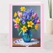 ラージマザーズデイブーケ・オブ・ダッフォジル&チューリップ カード (正面)